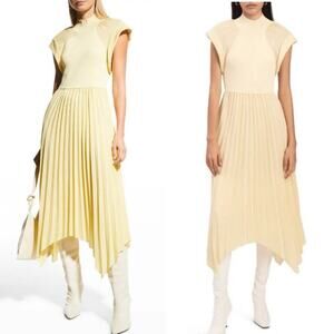 DEREK LAM 10 CROSBY Josephine Pleated Handkerchief Dress Knit Yellow 6